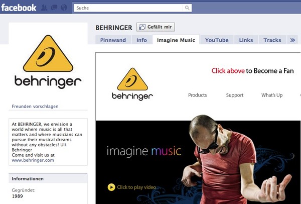 Behringer erweitert seine Communities auf Facebook